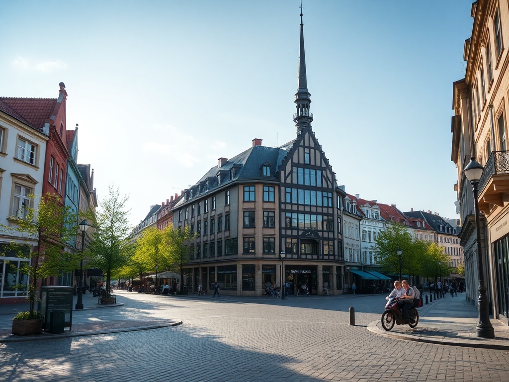 Ilustracja symbolizująca Gdynię: połączenie boiska piłkarskiego z ulicą i chodnikiem, podkreślające bezpieczeństwo drogowe i sport.